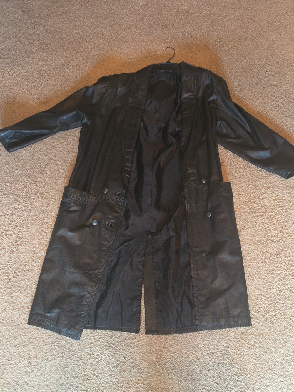 VINTAGE Gitano Black Leather Long Coat